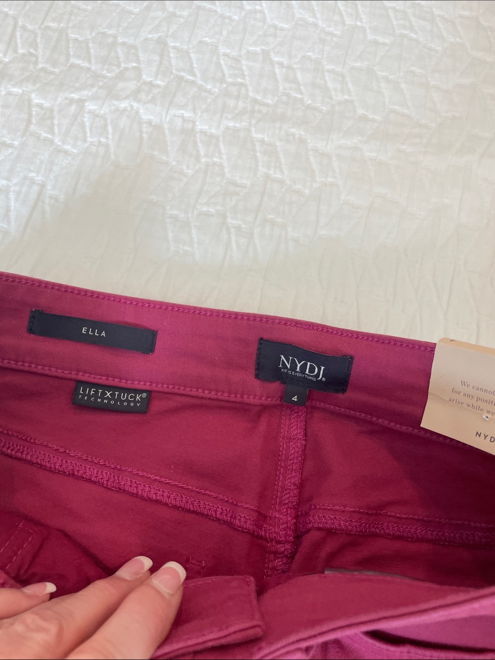 NYDJ Ella Raspberry Pink Stretch Denim Bermuda Shorts w LiftxTuck Technology - Picture 8 of 11